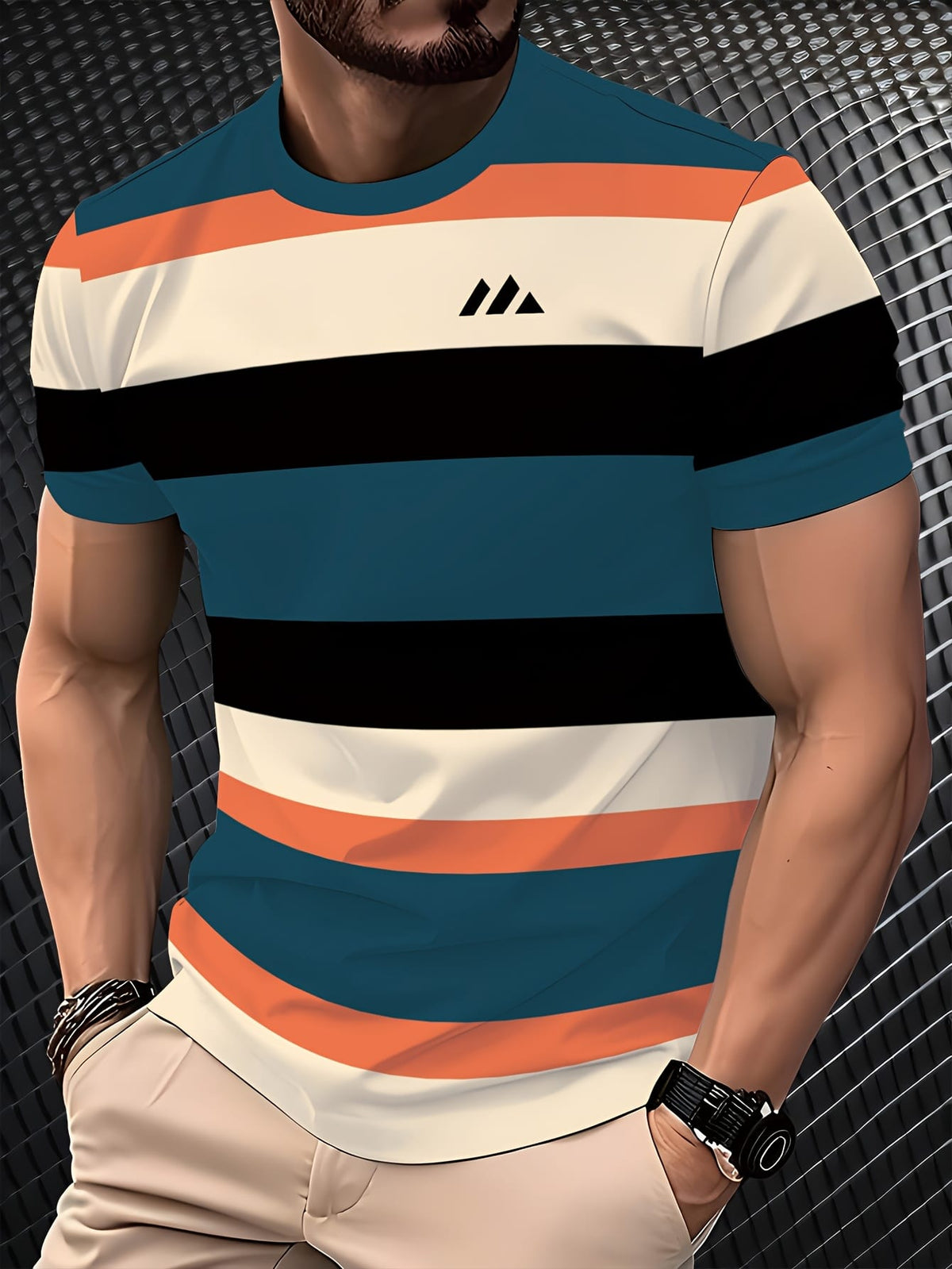 KissICON Mens Smooth Textured Crew Neck Tee Daily Comfort
