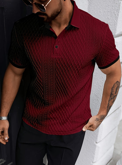 KissICON Mens Soft Jacquard ColorBlock Polo Casual  Business Essential