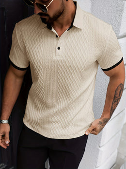 KissICON Mens Soft Jacquard ColorBlock Polo Casual  Business Essential