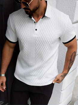 KissICON Mens Soft Jacquard ColorBlock Polo Casual  Business Essential