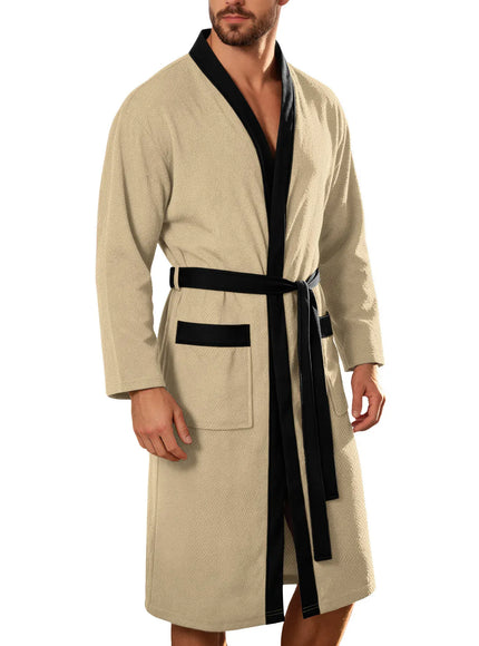 KissICON Mens Soft Long Loose Robe with Belt  Pockets
