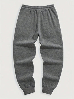 KissICON Mens Solid Joggers Ribbed Hem Drawstring Waist