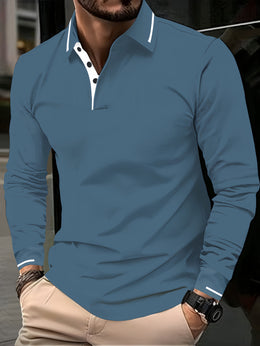 KissICON Mens Stretch Ribbed Long Sleeve Polo SpringFall Golf Essential