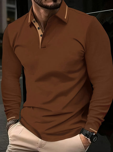KissICON Mens Stretch Ribbed Long Sleeve Polo SpringFall Golf Essential