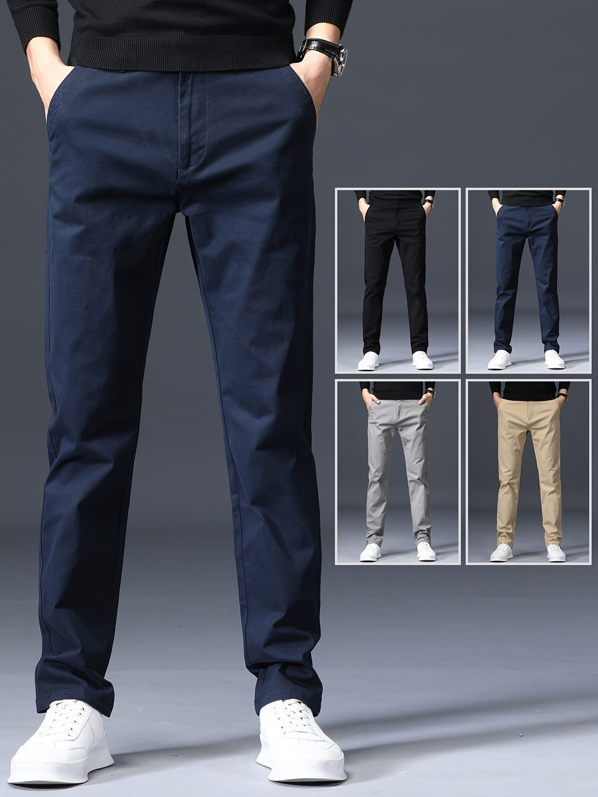 KissICON Mens Stretch Slim Fit Business Casual Pants