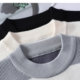 KissICON Mens Striped Knitted Pullover SpringAutumn Essential