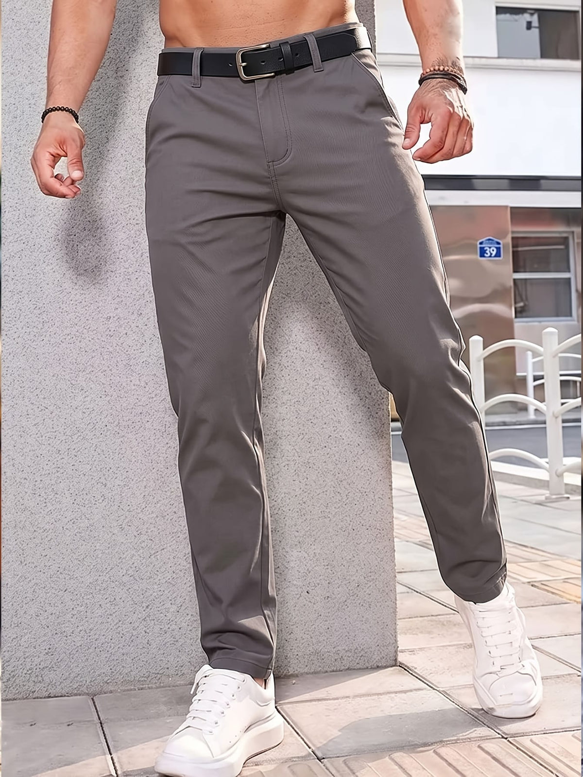 KissICON Mens Summer Drapey Breathable AntiWrinkle Business Casual Trousers
