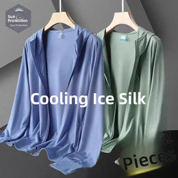 KissICON Mens Summer Ice Silk UV Fishing Jacket Lightweight Breathable Trendy