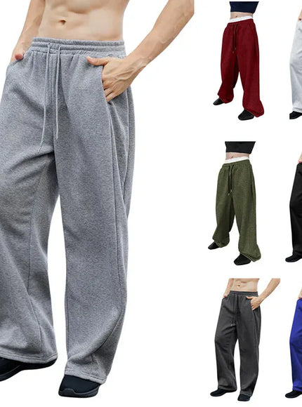 KissICON Mens Sweatpants Straight Fit Joggers for Sports and Streetwear Loose Oversized Casual Pant Drawstring Multi-pocket Men Long Pant