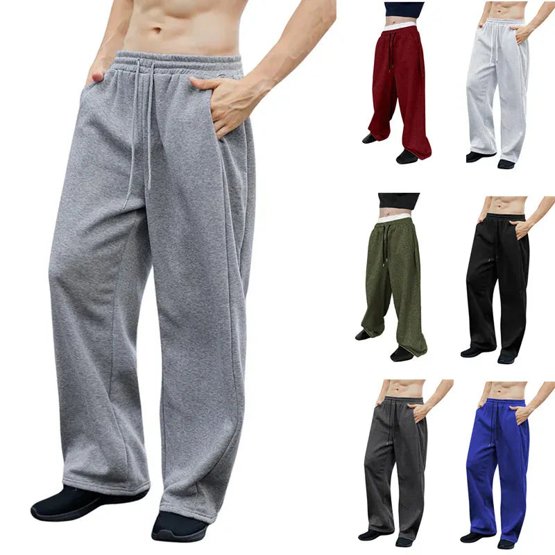 KissICON Mens Sweatpants Straight Fit Joggers for Sports and Streetwear Loose Oversized Casual Pant Drawstring Multi-pocket Men Long Pant