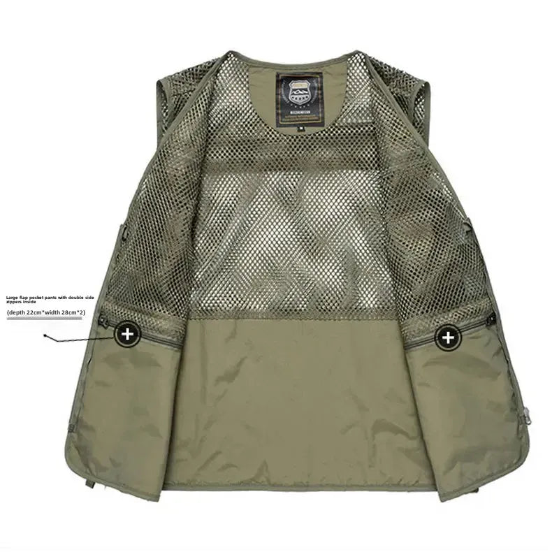 KissICON Mens Thin MultiPocket Outdoor Vest for All Seasons