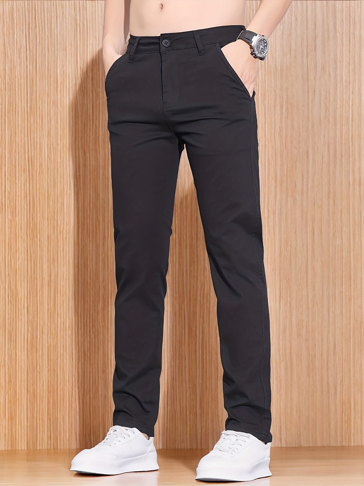 KissICON Mens Versatile Slim Straight Casual Office Suit Pants