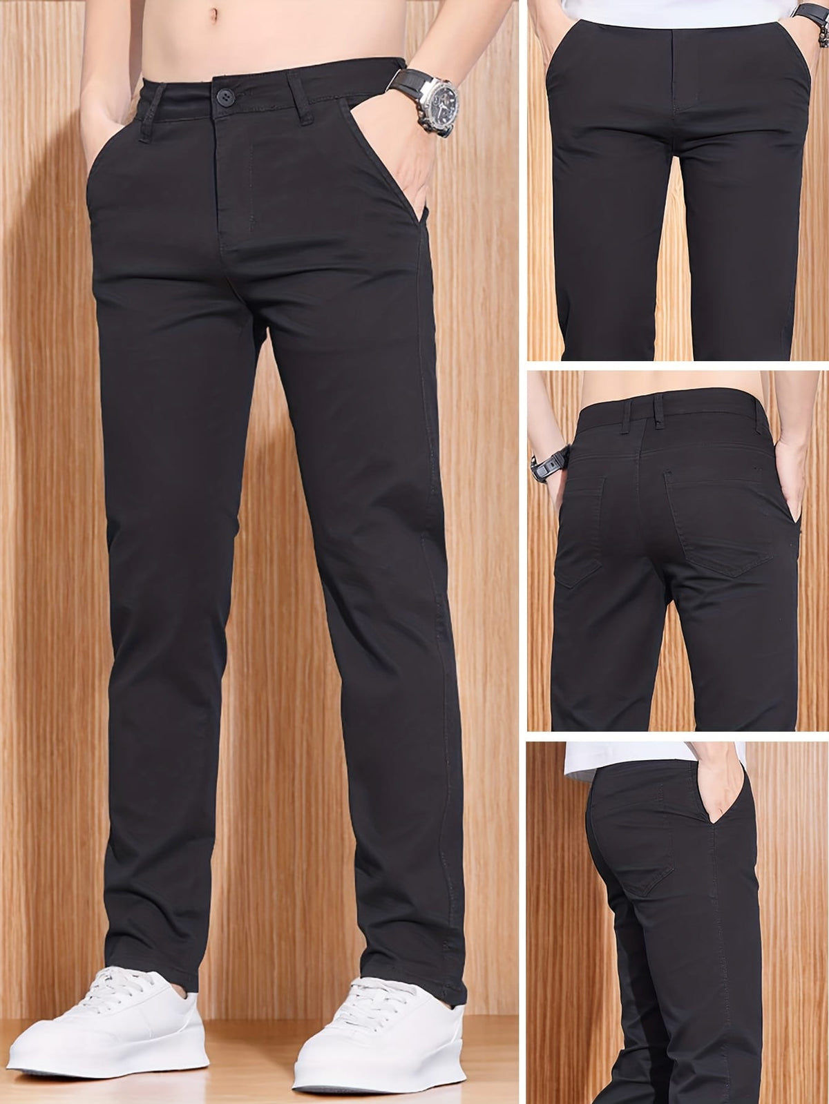 KissICON Mens Versatile Slim Straight Casual Office Suit Pants