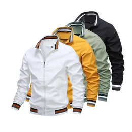 KissICON Mens White Waterproof Casual Fashion Windbreaker Bomber Jacket