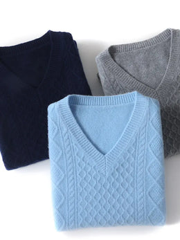 KissICON Merino Wool Mens Thick Warm VNeck Sweater Vest