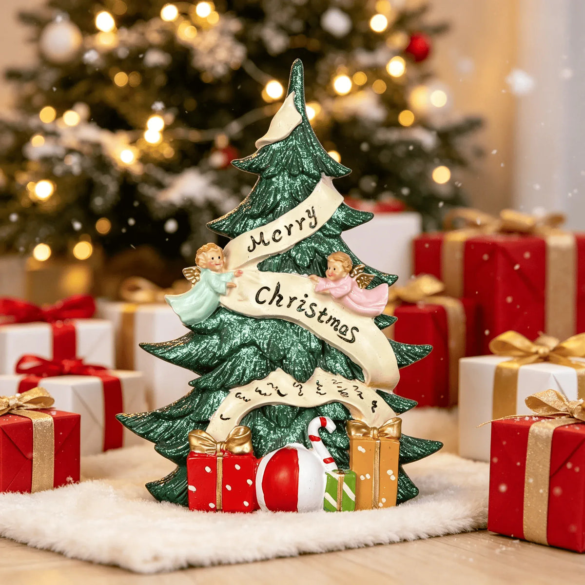 KissICON Merry Christmas Creative Angel Christmas Tree Ornament Christmas Decorative Resin Crafts Home Festival Party Desktop Decor Accessories Gifts