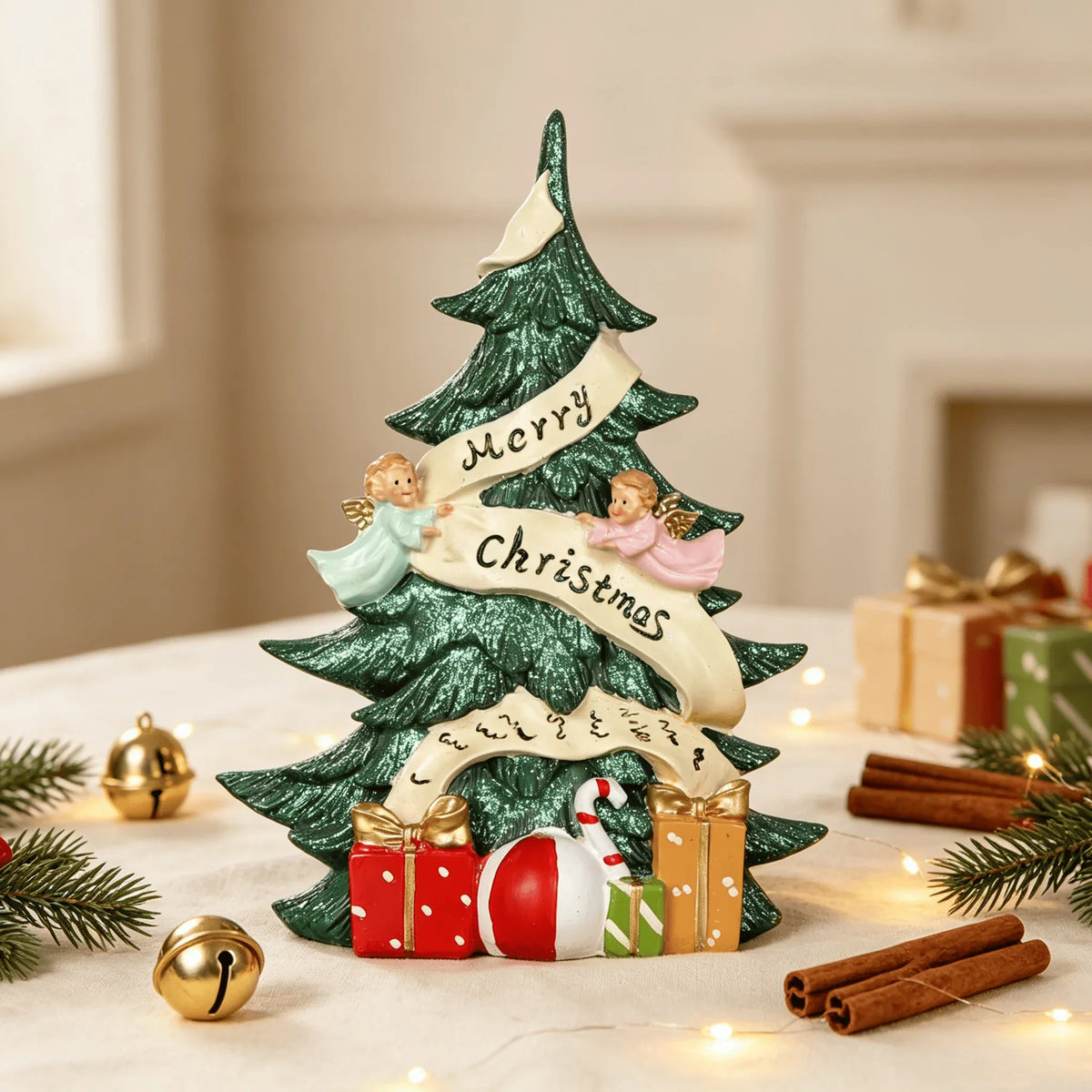 KissICON Merry Christmas Creative Angel Christmas Tree Ornament Christmas Decorative Resin Crafts Home Festival Party Desktop Decor Accessories Gifts