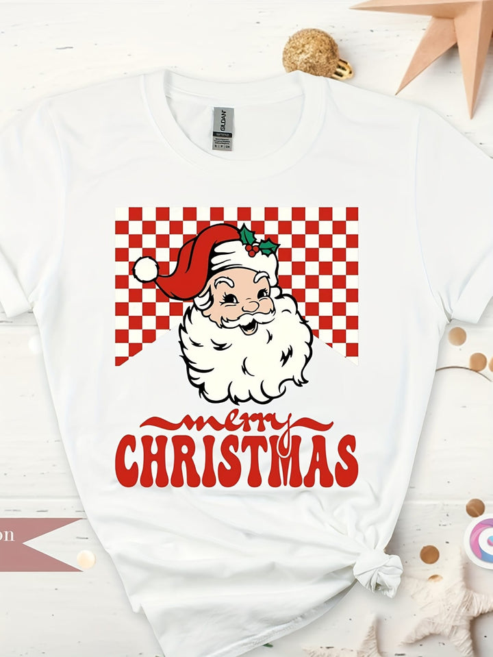 Merry Christmas Santa Checkered Family Tshirt