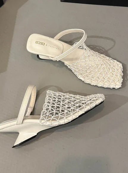 KissICON Mesh Silver Med Heels Sandals for Women Fashion