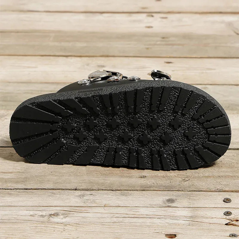 KissICON Metal Buckle Decor Flat Sandals Women Plus Size