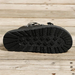 KissICON Metal Buckle Decor Flat Sandals Women Plus Size