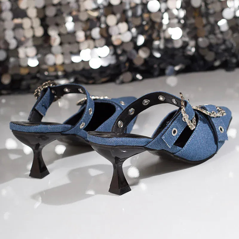 KissICON Metal Buckle Decor High Heels Sandals for Women