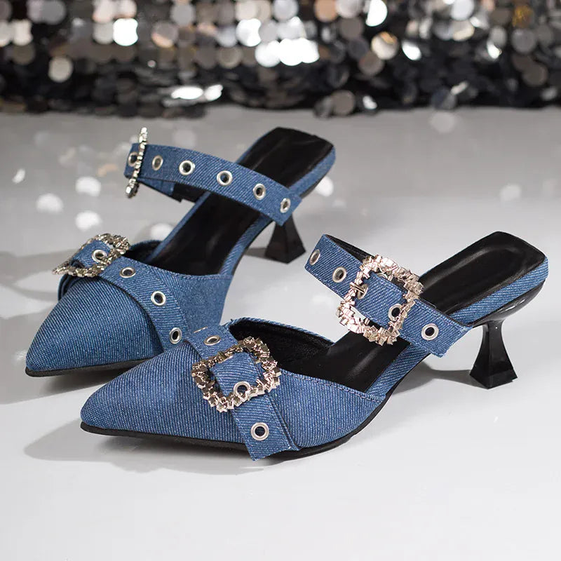 KissICON Metal Buckle Decor High Heels Sandals for Women