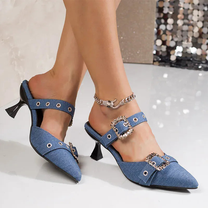 KissICON Metal Buckle Decor High Heels Sandals for Women