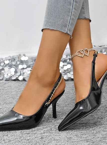 KissICON Metal Chain Decor High Heel Sandals for Women