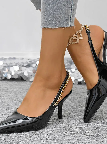 KissICON Metal Chain Decor High Heel Sandals for Women