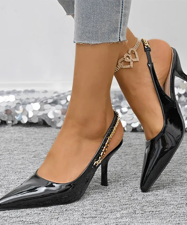 KissICON Metal Chain Decor High Heel Sandals for Women