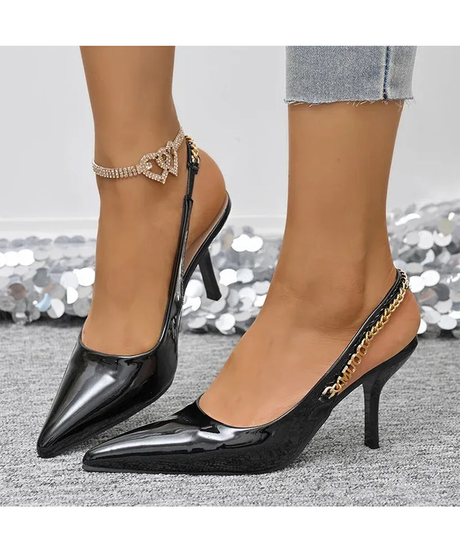 KissICON Metal Chain Decor High Heel Sandals for Women