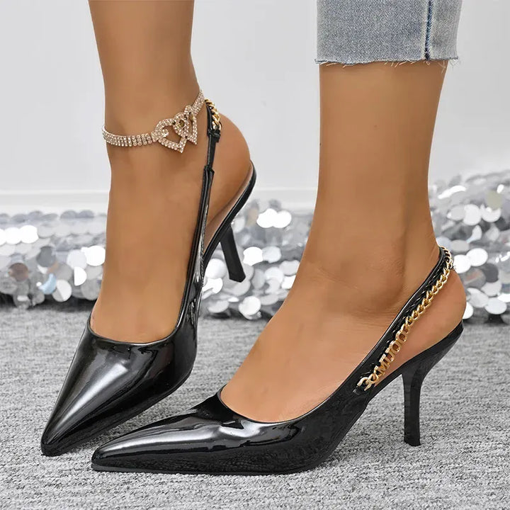 Metal Chain Decor High Heel Sandals for Women