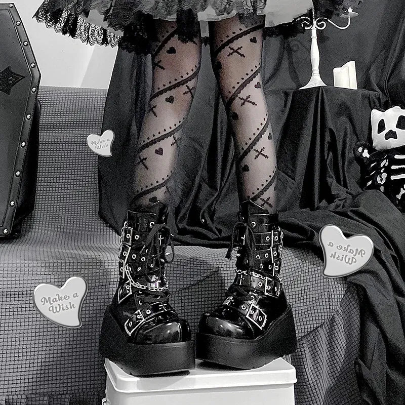 KissICON Metal Chain Patent Leather Ankle Boots Women Designer