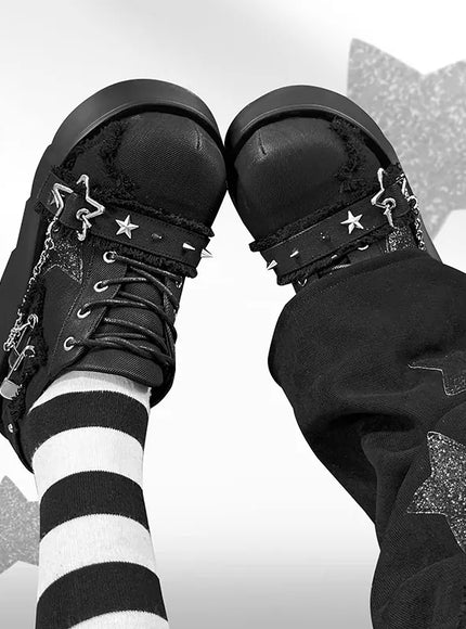 KissICON Metal Chain Patent Leather Ankle Boots Women Designer