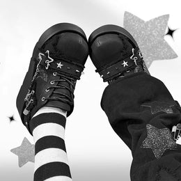 KissICON Metal Chain Patent Leather Ankle Boots Women Designer