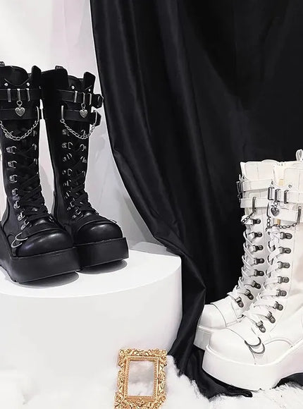 KissICON Metal Chain Patent Leather Ankle Boots Women Designer