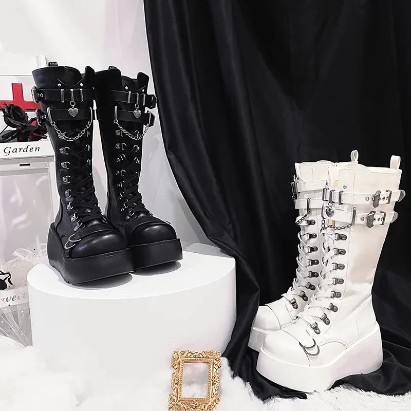 KissICON Metal Chain Patent Leather Ankle Boots Women Designer
