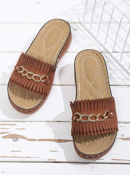 KissICON Metal Chain Wedges Sandals for Women Plus Size