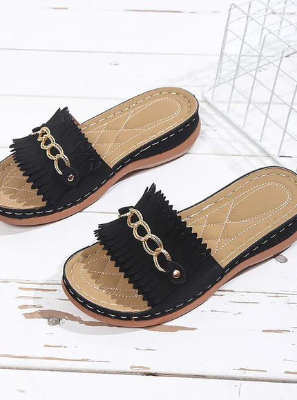 KissICON Metal Chain Wedges Sandals for Women Plus Size