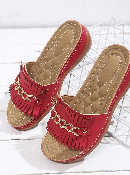 KissICON Metal Chain Wedges Sandals for Women Plus Size