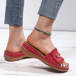KissICON Metal Chain Wedges Sandals for Women Plus Size