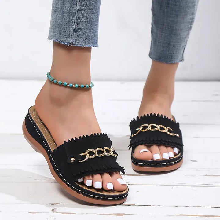 Metal Chain Wedges Sandals for Women Plus Size