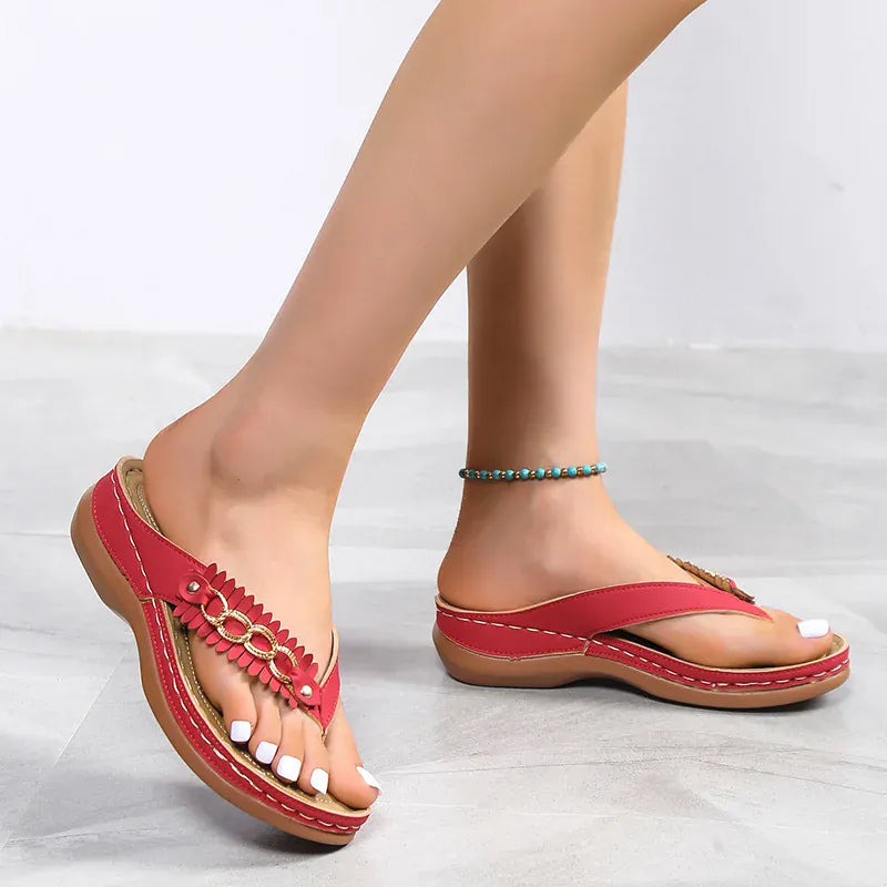 KissICON Metal Chain Wedges Sandals for Women Tassels Decor