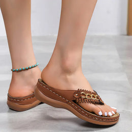 KissICON Metal Chain Wedges Sandals for Women Tassels Decor