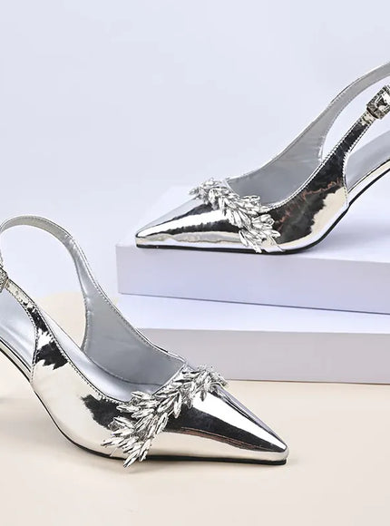 KissICON Metal Decor High Heel Sandals for Women Fashion