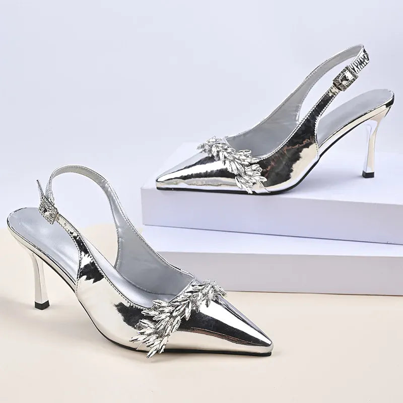 KissICON Metal Decor High Heel Sandals for Women Fashion