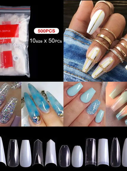 KissICON Mid Length Press On Nails Clear Natural 500pcs