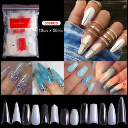KissICON Mid Length Press On Nails Clear Natural 500pcs