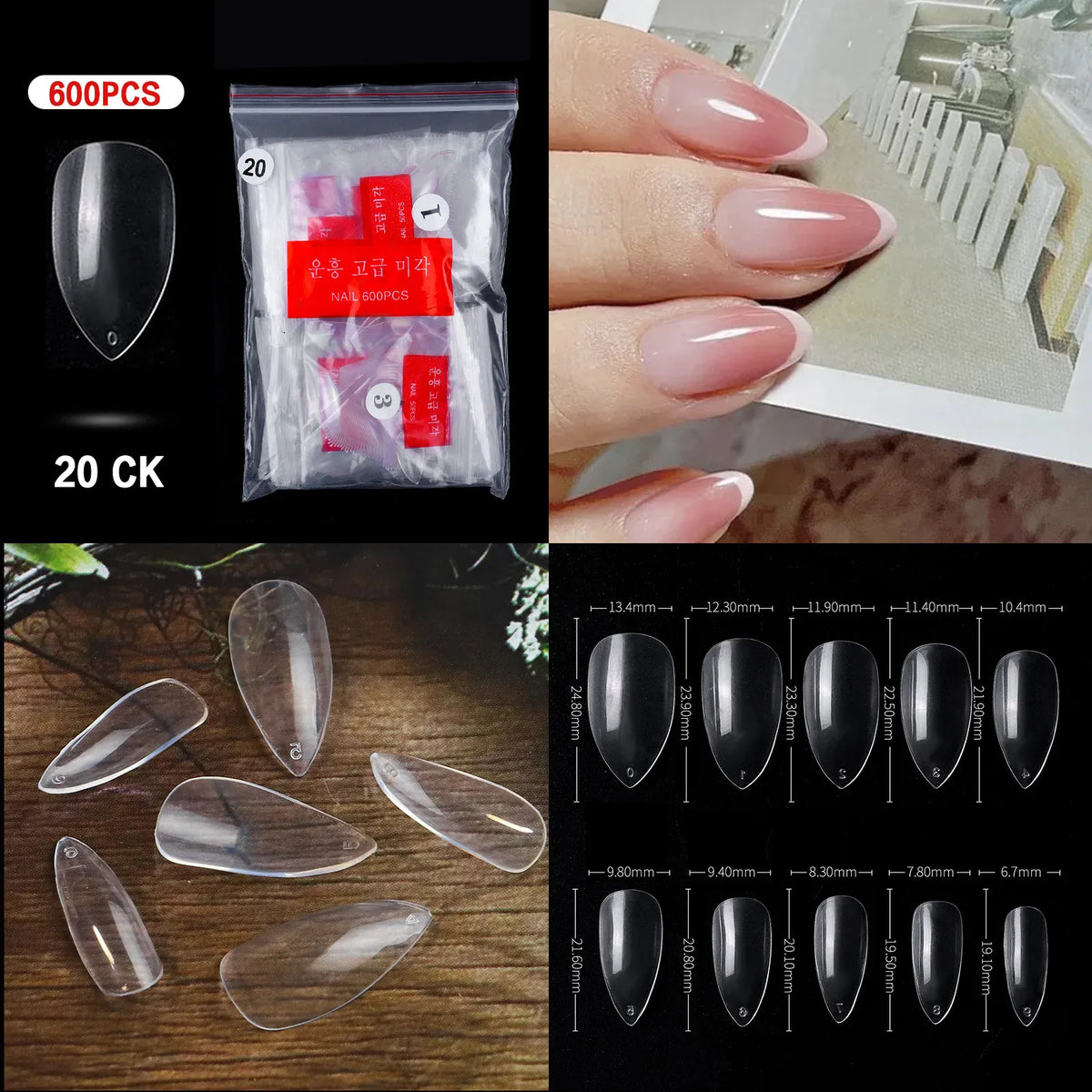 KissICON Mid Length Press On Nails Clear Natural 500pcs